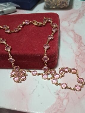 Source Unknown Pink Crystal Gold-Link Necklace - Women Jewelry